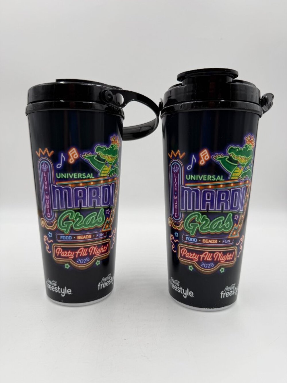 Universal Studios Florida Mardi Gras 2026 Coca-Cola Freestyle Cups Lids Souvenir